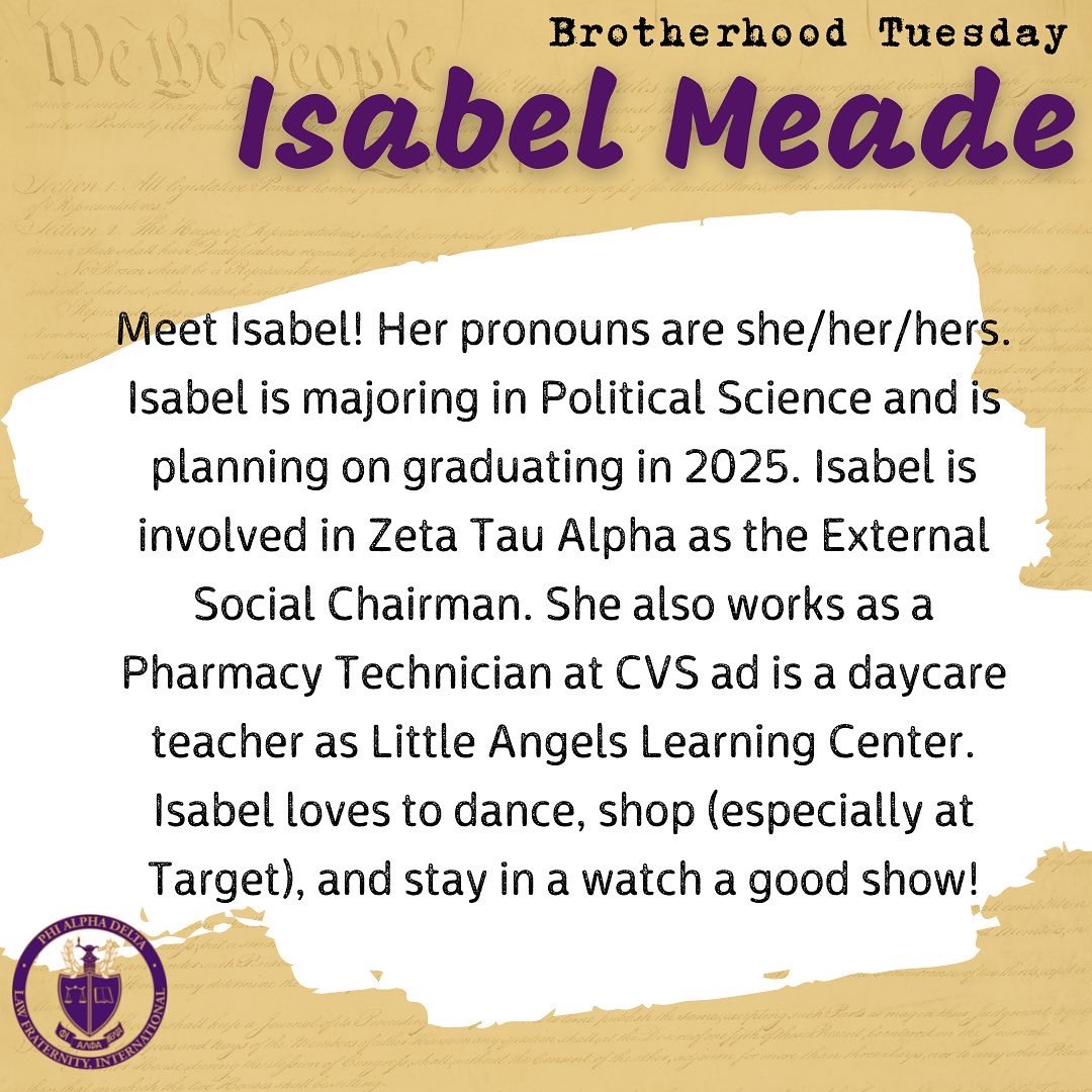 uiowa_pad's tweet photo. So excited to Isabel as this week’s brotherhood Tuesday member! https://t.co/s3muwlTVFh