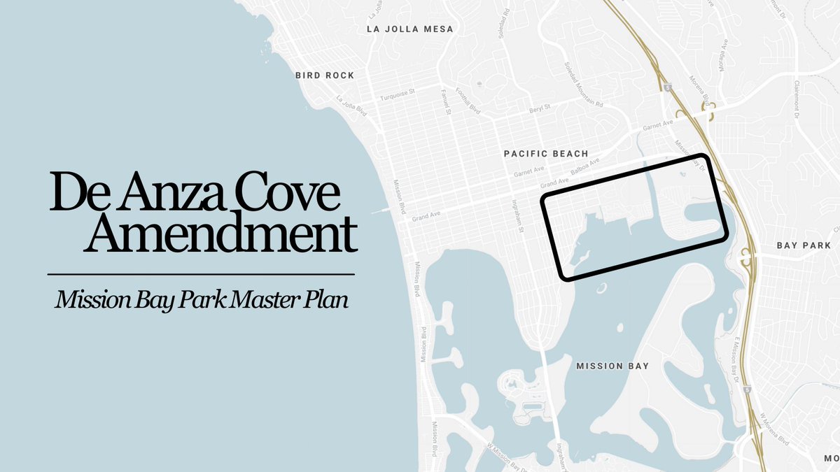 The City recently released a revised proposal for the redevelopment of the De Anza Cove area in Mission Bay. Comments are due this Thursday, February 10 and may be submitted via email to planningCEQA@sandiego.gov.

More info on the De Anza Cove amendment: sandiego.gov/planning/progr…