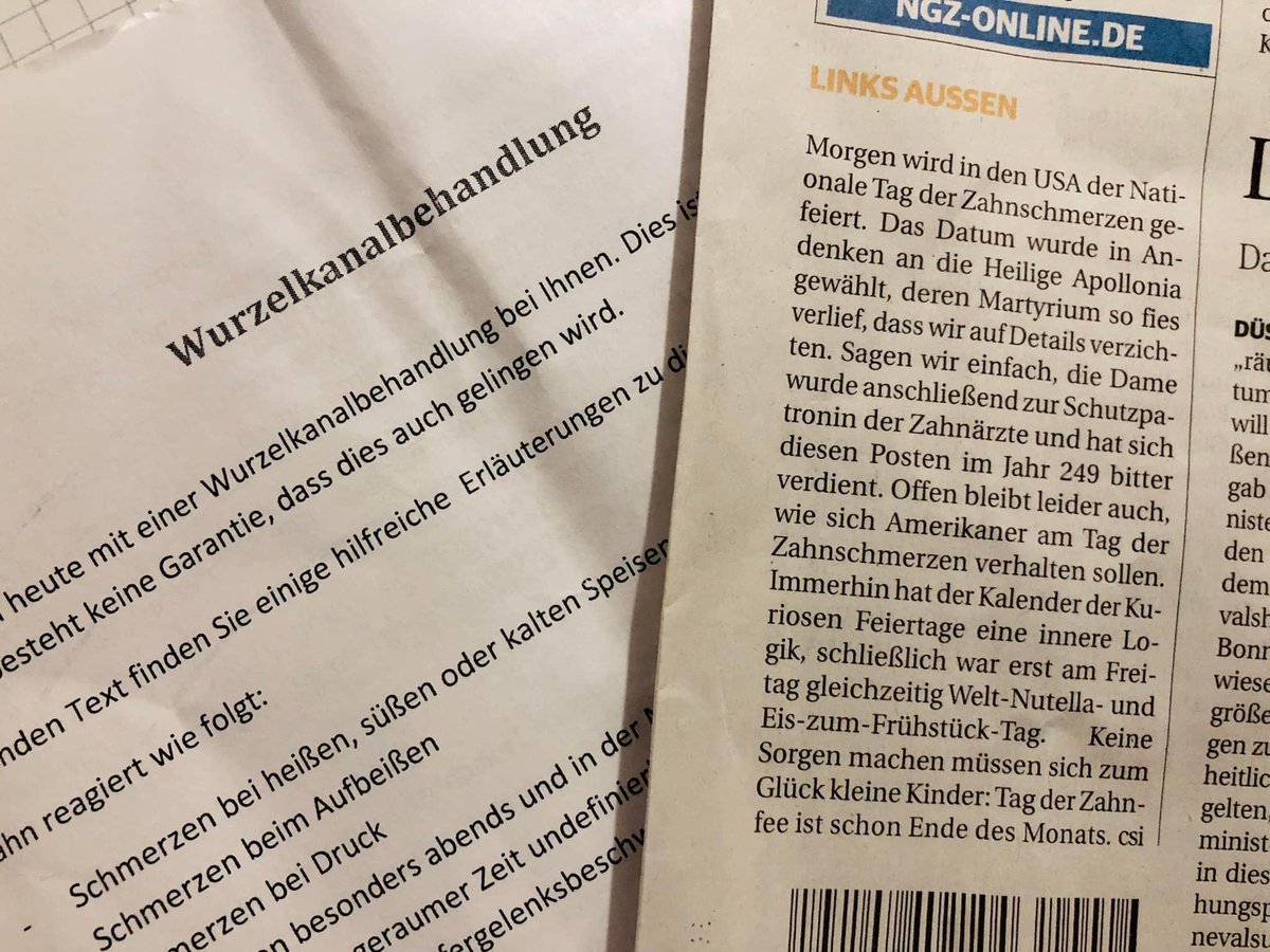 Tag der Zahnschmerzen – der US-amerikanische National #Toothache Day…den heutigen Tag im Sinne der #transatlantischen Freundschaft 🇺🇸 ist für mich ein doppeltes Martyrium der Appollonia, persönlich in #Neuss und politisch in #washington NGZ Neuss, Kaarst &amp; Rhein-Kreis