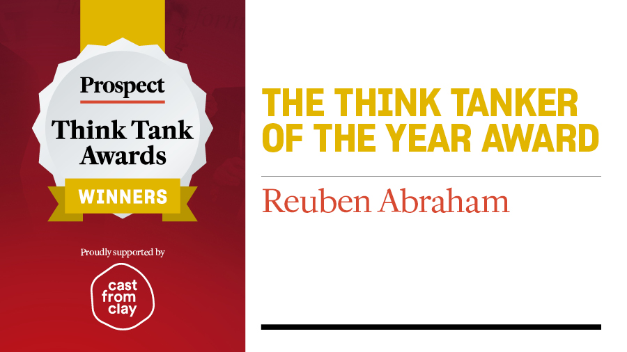 The Think Tanker of the Year prize is awarded to an exceptional individual nominated by colleagues. This year the award goes to Reuben Abraham, CEO of India’s IDFC Institute, for leading indispensable research on combatting Covid-19. Many congratulations!