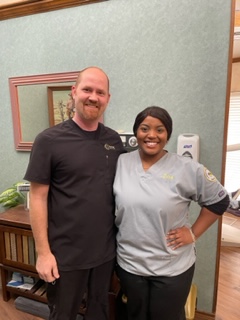 Cleburne HS senior, Zoe Williams, RDA with Dr. Mark Benage, Benage Dental Care