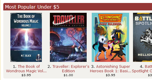 MTBlack2567's tweet image. Thanks for your support, folks! 

The Book of Wondrous Magic Volume 2 is the #1 title Under $5 on drivethrurpg... #dnd