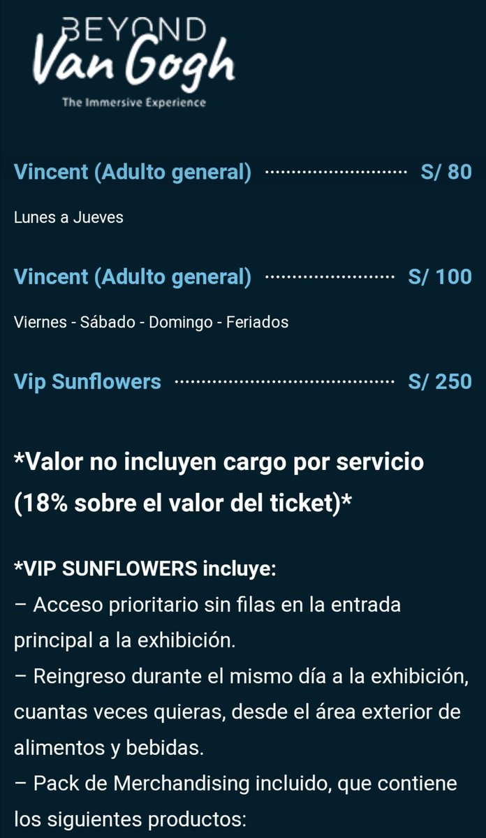 alucinayvo's tweet photo. Pues ahí están los precios de Beyond Van Gogh.

(saquen precios estilo Los comedores de papas/La ronda de los presos 🙈) https://t.co/FOVbb754vN