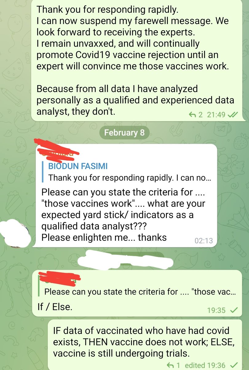 pshegs's tweet photo. Very Interesting Q and A btw my friend @BiodunFasimi and a provaxxer. https://t.co/yxce5tGwtq