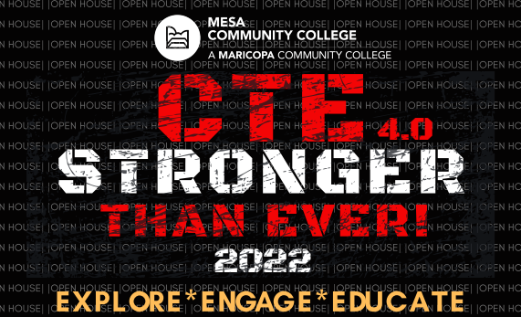 CTE Open House
February 25th 9-1pm 

Mesa Community College 

Sign up sheets and permission slips are available in the commons (Mrs. Eddings or Mrs. Inorio)