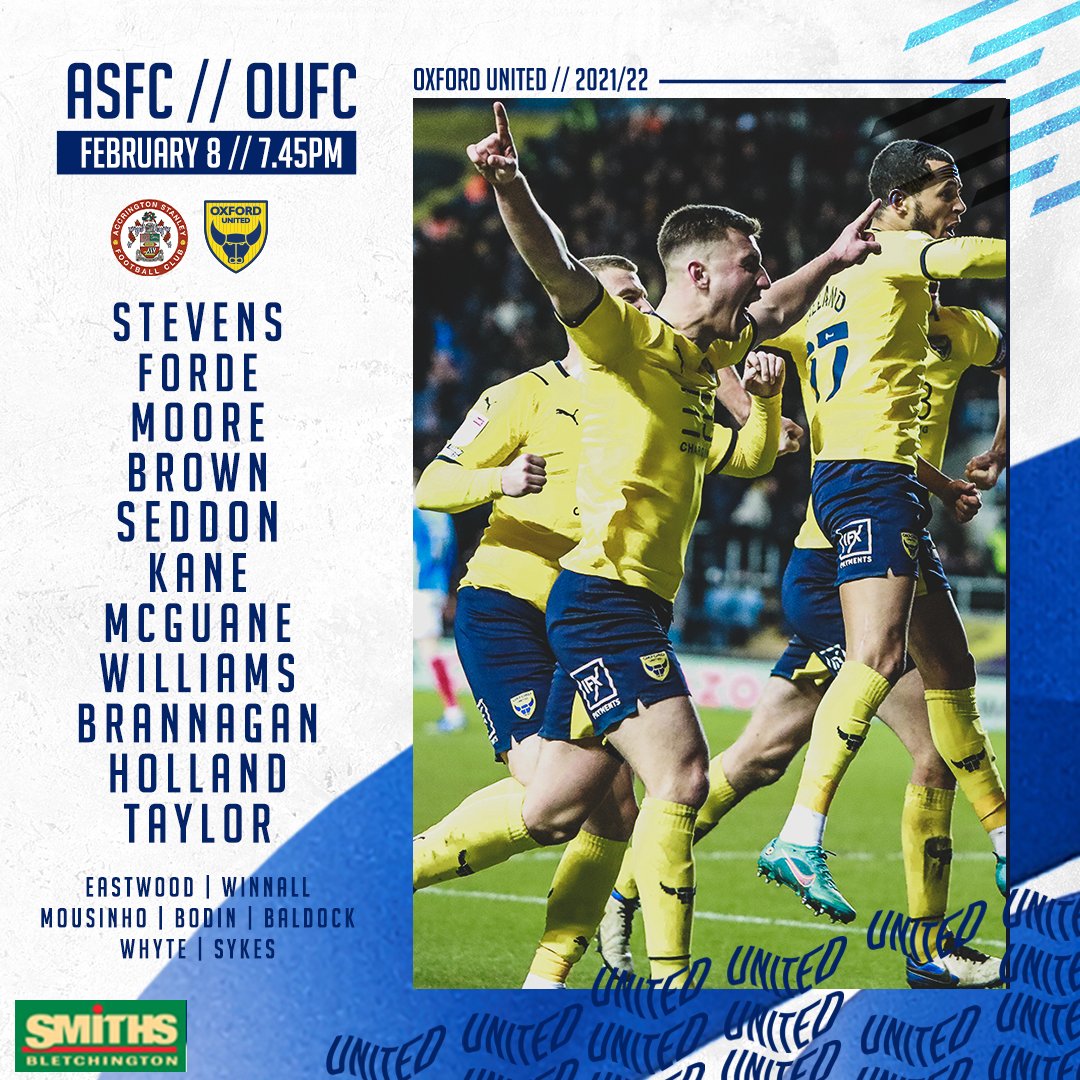 𝗧𝗘𝗔𝗠 𝗡𝗘𝗪𝗦 👊

Your United starting XI to face <a href="/ASFCofficial/">Accrington Stanley</a> this evening 💪

𝗖𝗼𝗺𝗲 𝗼𝗻 𝘆𝗼𝘂 𝗬𝗲𝗹𝗹𝗼𝘄𝘀 💛

🟡🔵 #OUFC | #COYY