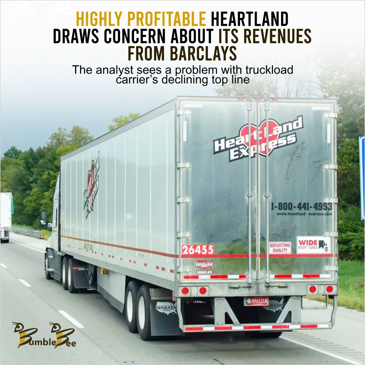 Revenue at Heartland Express, stripped of rising diesel prices and their impact on fuel surcharge income, has now fallen six consecutive quarters, and it has caught the eye of a Wall Street analyst.
---
Learn more: 👉 bit.ly/3GBsqsn
.
#onestopshop #bumblebee #logistics