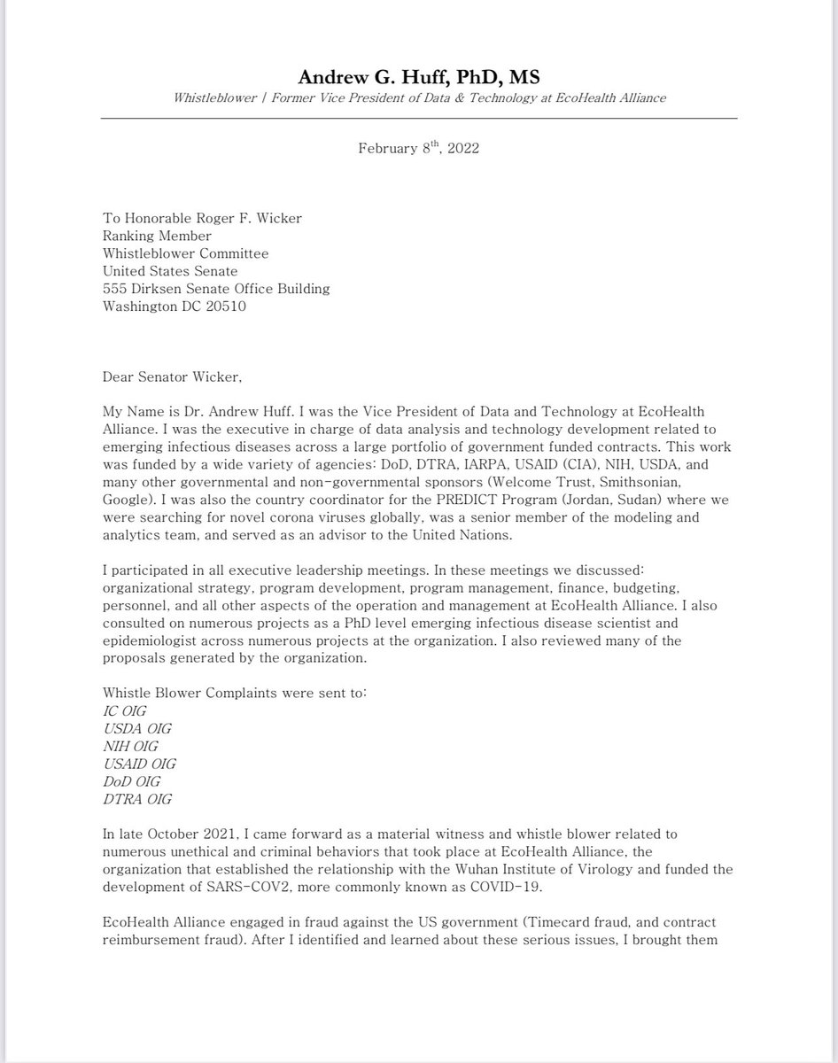 TexasLindsay's tweet photo. BREAKING NEWS: This letter was sent to the #WHISTLEBLOWER Committee ranking chair this morning. @RogerWicker 
Please read and retweet. https://t.co/48NyyjcKkl