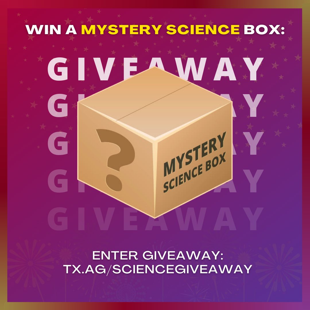 Enter for a chance to win a surprise bundle of science goodies like a t-shirt, glow-in-the-dark frisbee, diffraction glasses and more delivered to your door!🎉 

Go to tx.ag/sciencegiveaway 

#tamuphysicsfest