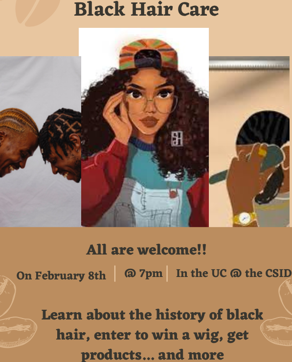 Who is ready to talk hair care?  Just us for night of history hosted by Makayla Osborn <a href="/makayla_ann/">makayla astin</a>.7 . This event is sponsored by RHA.

Tonight in the Center for Student Inclusion and Diversity at 7pm.