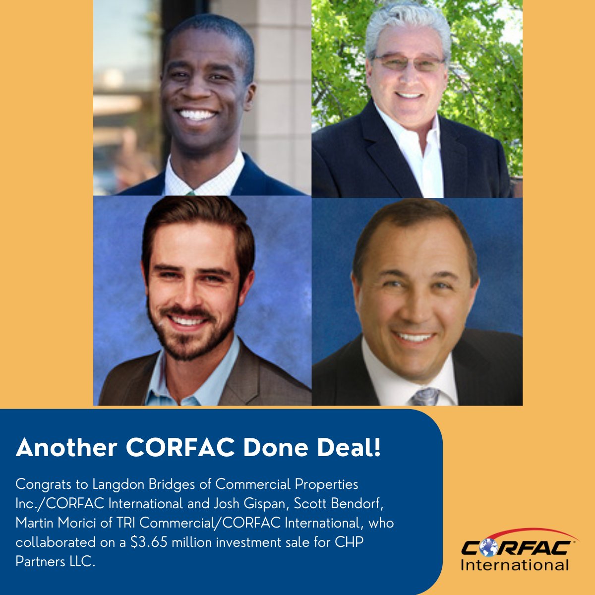 CORFACIntl's tweet photo. Another example of how CORFAC works: Congrats to our members at Commercial Properties Inc. in Tempe, AZ, and TRI Commercial in San Jose, CA, on this closed investment sale. #CORFAC #thinkCORFACfirst #TRICommercial #CPIAZ https://t.co/ISQIuc3cSC