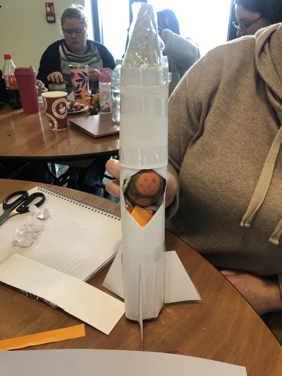 BevCJanes's tweet photo. Enjoyed a great morning of hands on DT today with our SCITT trainees - designing and making rockets to launch Eggbert into space - these lot are a competitive bunch! https://t.co/sS7ibM9fcv