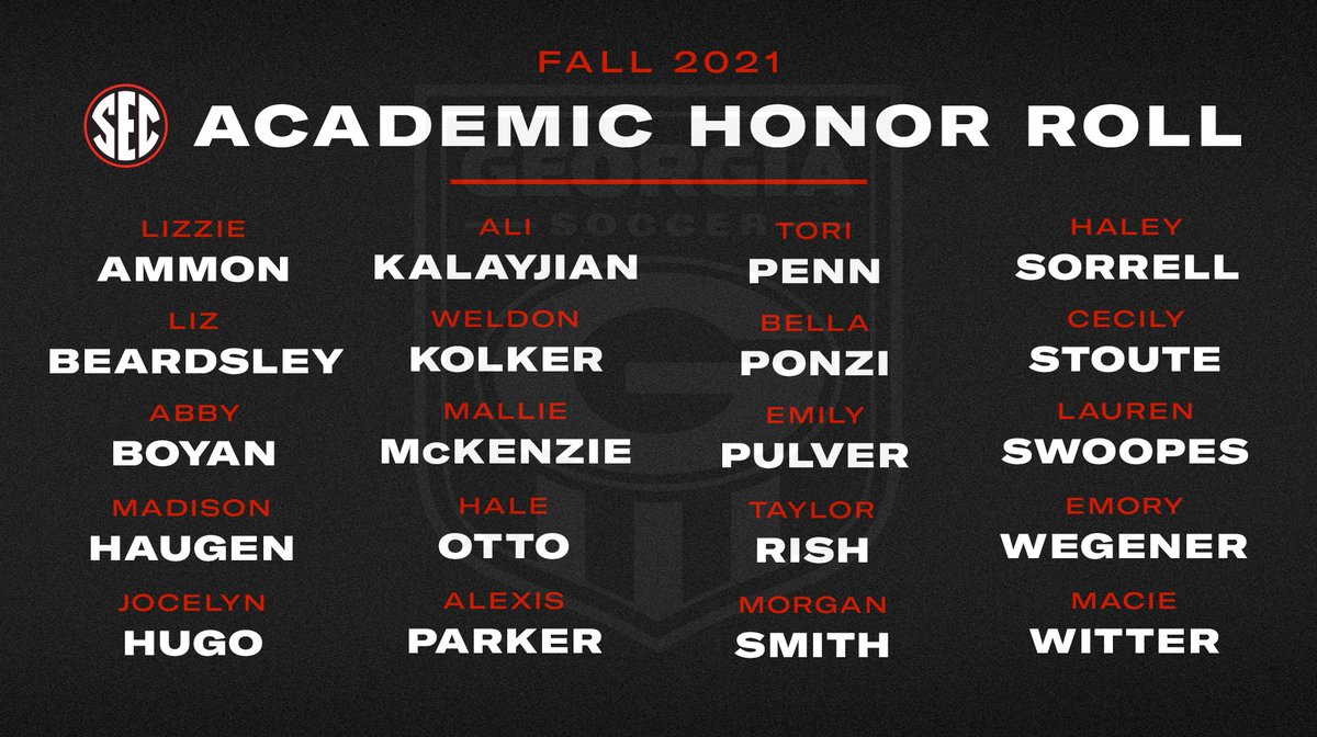 Georgia Soccer (@ugasoccer) on Twitter photo π Congratulations to 2β£0β£ Dawgs on being named to the <a href="/SEC/">Southeastern Conference</a> Fall Academic Honor Roll!
#DGD | #GoDawgs π Congratulations to 2β£0β£ Dawgs on being named to the <a href="/SEC/">Southeastern Conference</a> Fall Academic Honor Roll!
#DGD | #GoDawgs