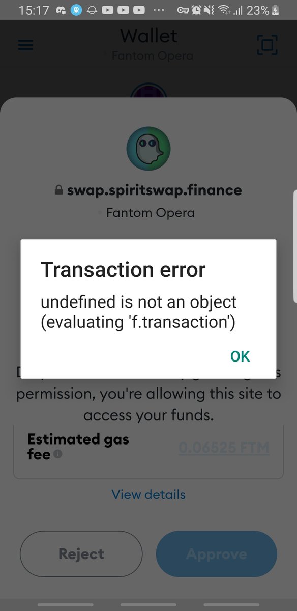 visplus8's tweet photo. @0xHugela 
my already bridged Link(with SpookySwap)into Fantom. There is an error :
"View: Root
TypeError: undefined is not an object (evaluating 't.negative')" https://t.co/MpiN5HcWUa
