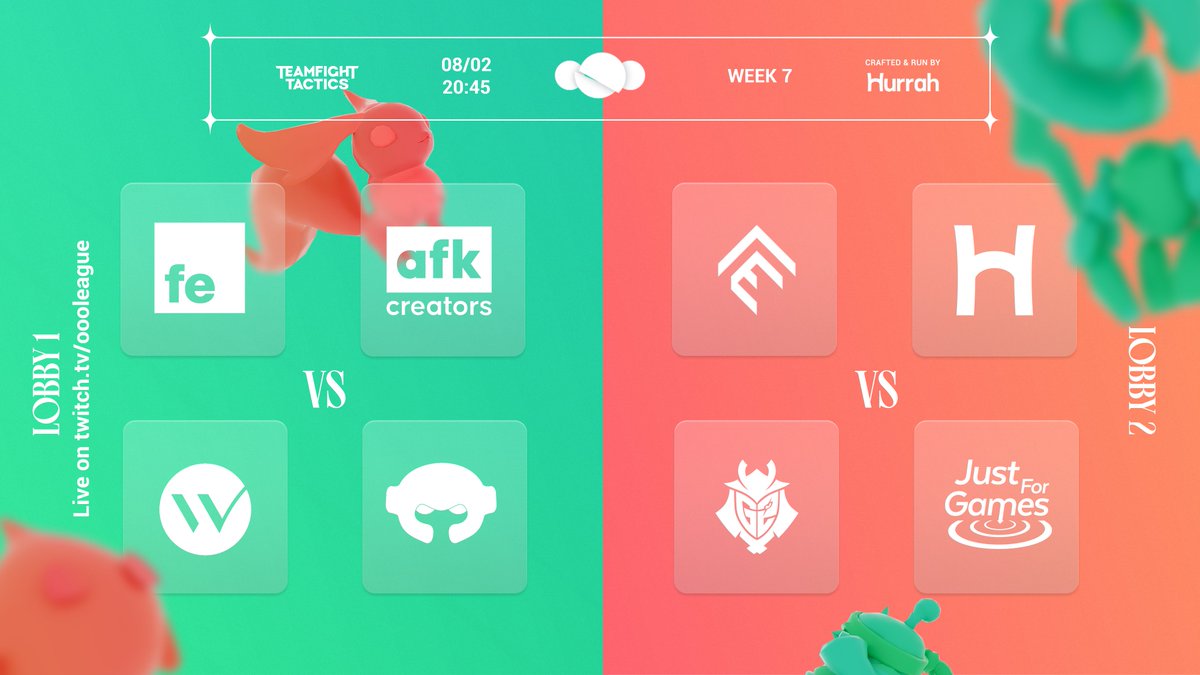 Get your weekly dose of TFT before the new patch!
#OoOLeague TFT Week 7 ⤵️

📺 20:45 CET - twitch.tv/oooleague