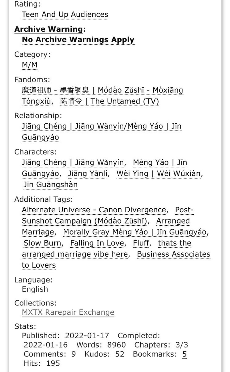 lomlaling's tweet photo. My work for the @MXTXRarepairEx was revealed! So feel free to go and give it some love 😁💕

Chengyao!
💜 canon divergence post ssc
💛 arranged marriage
💜 business associates to lovers
💛 falling in love
💜 shirtless jc https://t.co/CPjOD0JwC8
