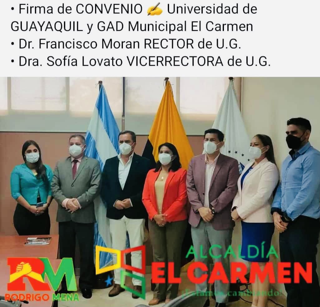 RodrigoMenaR's tweet photo. Firma de convenio con la U de Guayaquil, se empezará con capacitaciones certificadas por la Universidad, en varias áreas técnicas, en el proceso de tener la Extensión Universitaria en El Carmen. 
#CiudadUniversitaria https://t.co/MzrOnW5cC9