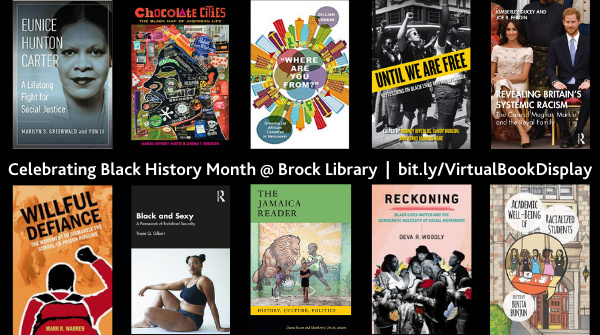 brock_library's tweet photo. We are celebrating #BlackHistoryMonth @ the Brock Library with a new #VirtualBookDisplay &amp; an on-site print book display. Both explore the Black Canadian &amp; African American experience. Dig-in @ https://t.co/NIOWzsbffh #BHM https://t.co/iMzxAq3wj5