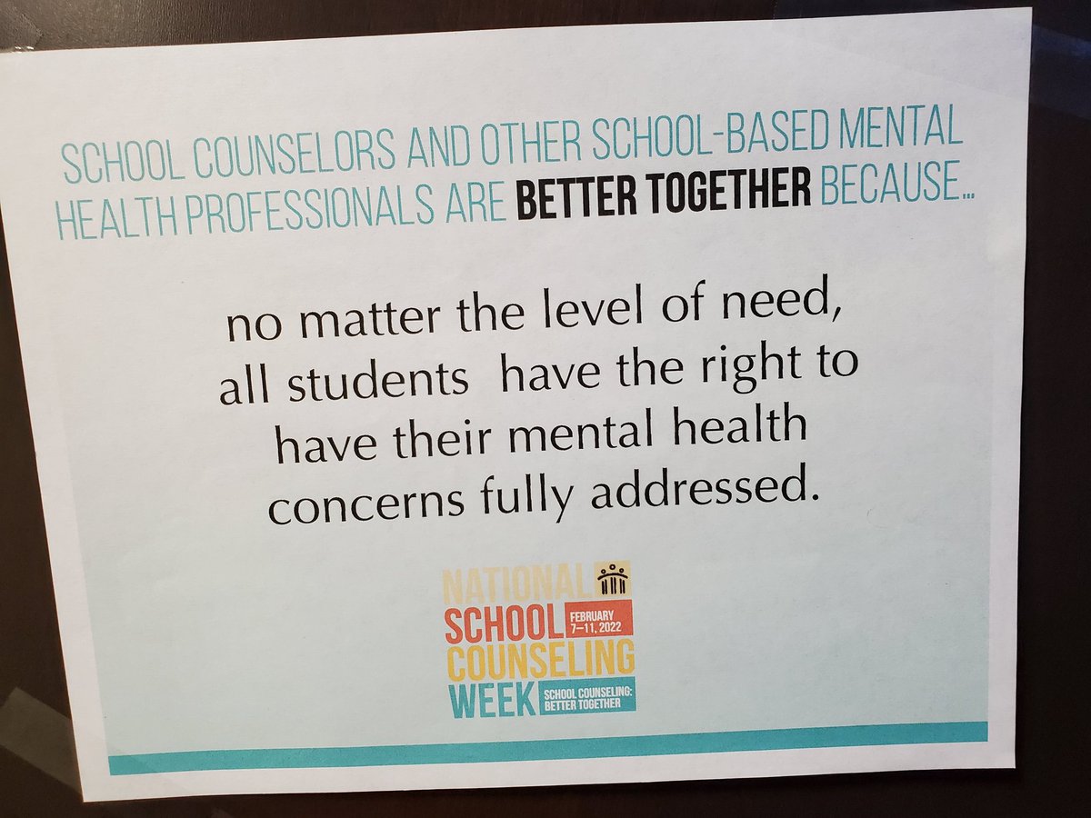 School counselors and other school based mental health professionals are better together! Thank you to McKenzie Grimm, our school based therapist. #IowaSCA #NSCW22
