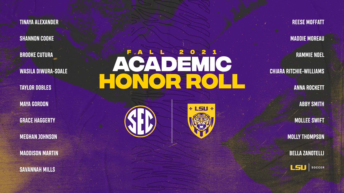 LSUSoccer's tweet image. 1⃣9⃣ LSU Soccer Athletes Named To 2021 Fall SEC Academic Honor Roll

🔗 lsul.su/2021FallSECAHR…

#GeauxTigers