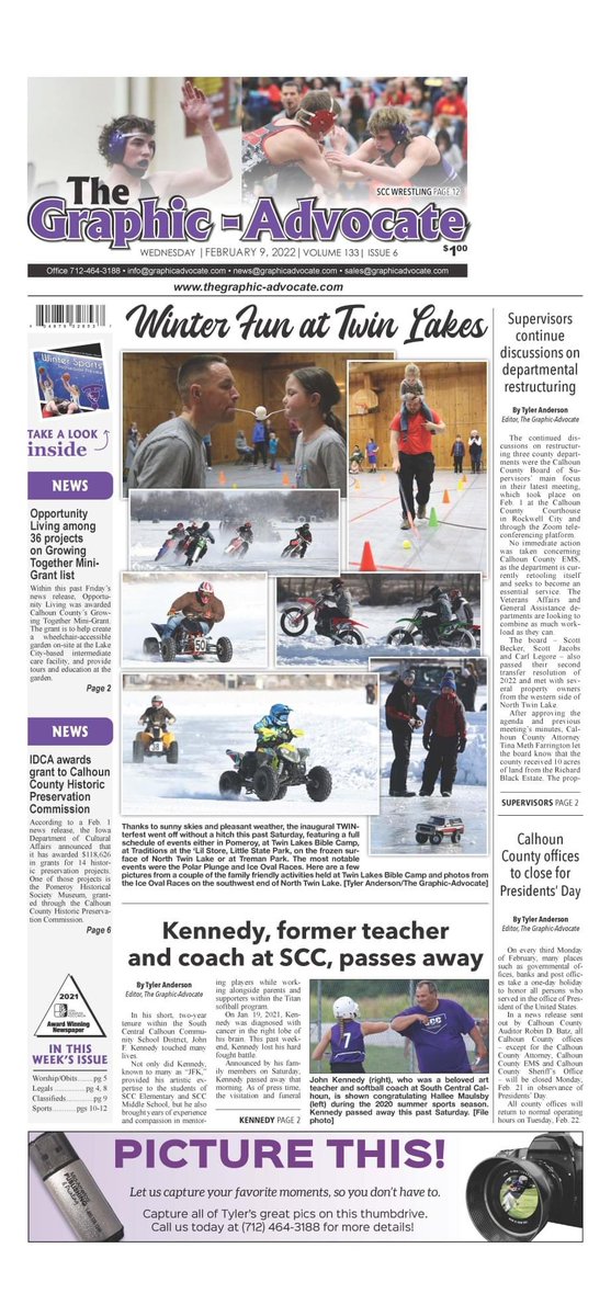 GraphicAdvocate's tweet photo. Our latest issue is now out on newsstands and is also headed to a mailbox near you.

We have 20 pages of #LocalJournalism, which includes TWINterfest, the passing of a notable coach, teacher and friend, and @scc_titans sports. We also released our Winter Sports Special. https://t.co/lNAj1wLA4p