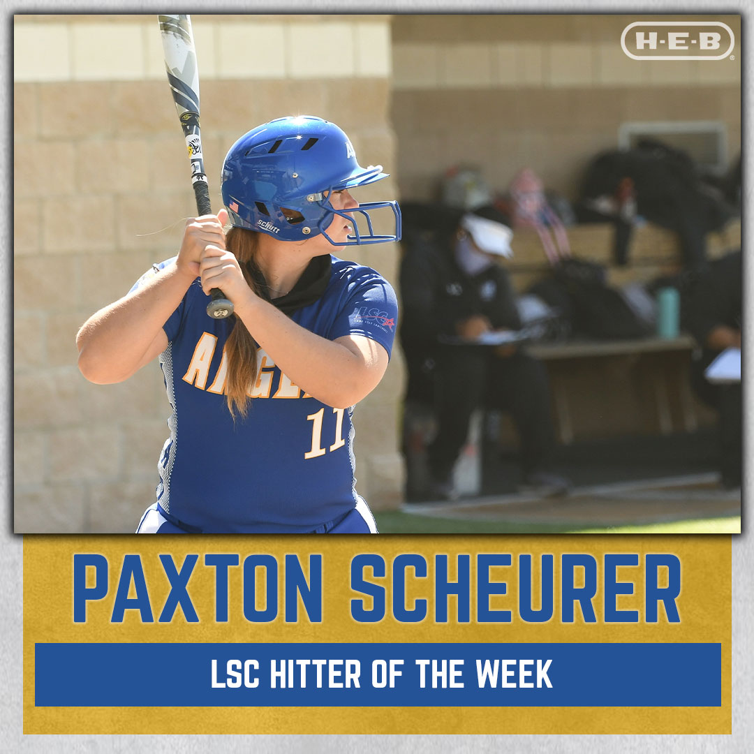 angeloathletics's tweet photo. After a 6-homerun, 17 RBI-weekend to open the season, the Rambelles' Paxton Scheurer is the #LSCsb Hitter of the Week! #RamEm https://t.co/LJsuz8XZrD