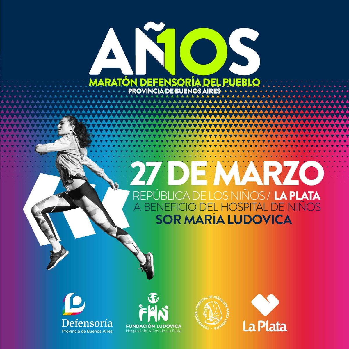 defensoriaPBA's tweet photo. 🗓 Agendá la fecha‼️

El 𝟮𝟳 𝗱𝗲 𝗺𝗮𝗿𝘇𝗼 en la República de los Niños #corriendoayudas 🏃🏃🏻‍♂️🏃🏼‍♀️

▶️ Próximamente + info sobre cómo participar de la 10ª Maratón @defensoriaPBA a beneficio del Hospital de Niños "Sor María Ludovica" de La Plata. https://t.co/YAmsC7JzSD