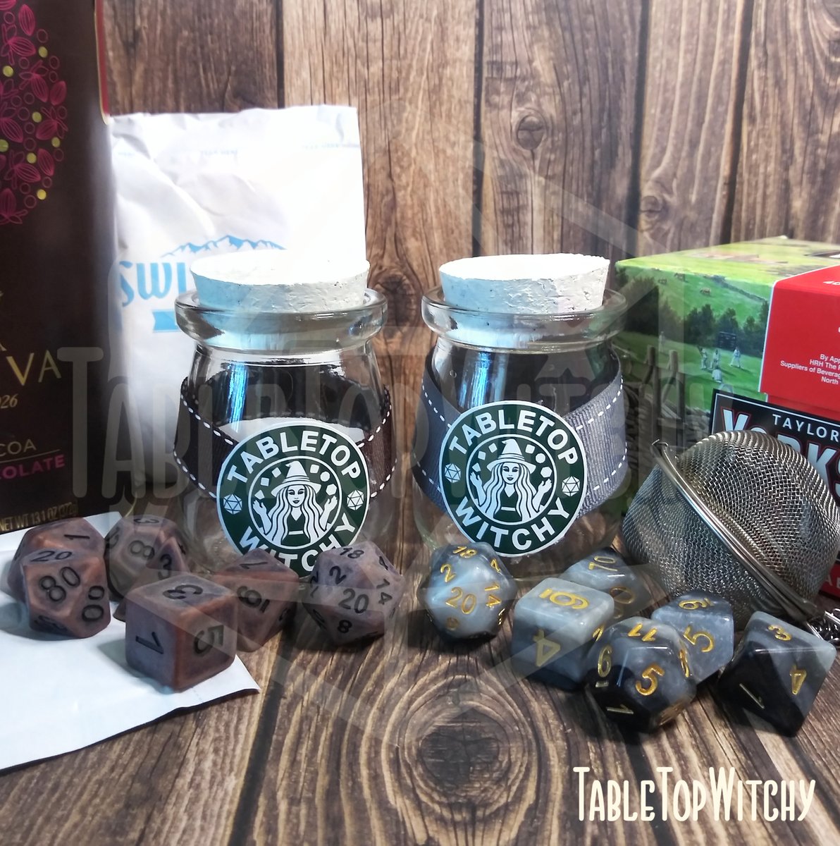 Whats worse then a Monday morning? A Tuesday morning and you're still tired from playing that new game late last night @____@ 5 flavors of my Coffee House dice are available as the perfect dice goblin pick me up, link in bio do not ingest!! #tabletopwitchy #dicegoblin #ttrpg
