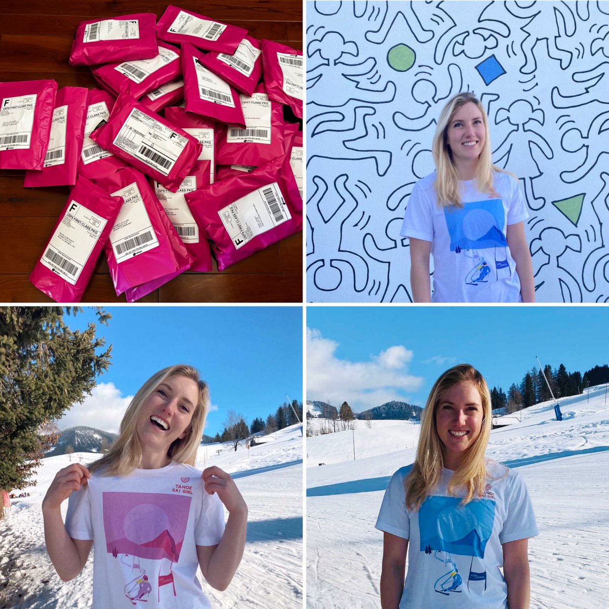 This morning’s orders for the #NinaOBrien t-shirt just shipped out. If you want to send her some love, get the t-shirt she designed!  All profits go directly to Nina!  tahoeskigirl.com/nina-o-brien #girlpower #skiing #WinterOlympics