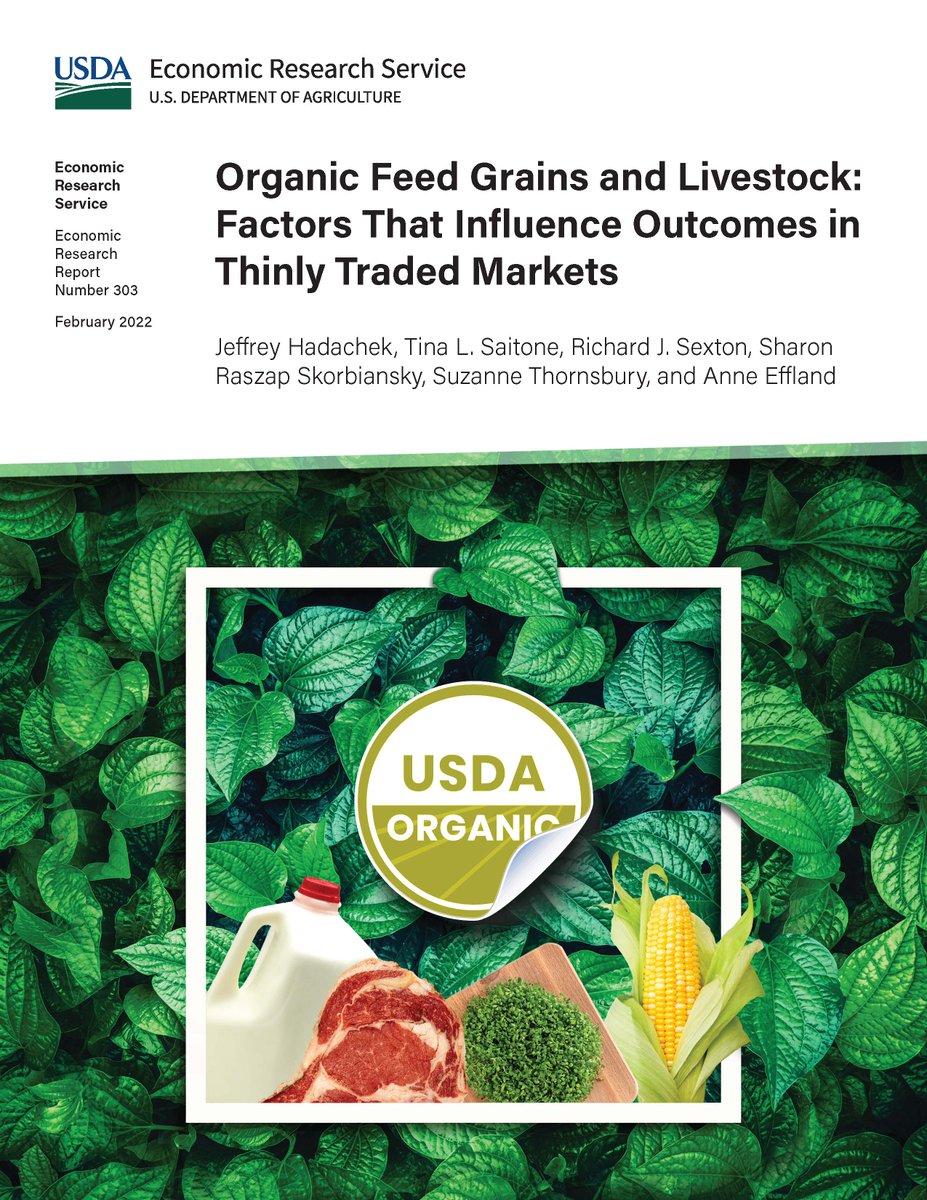 USDA_ERS's tweet photo. Markets for organic dairy, beef, and feed crops, continue to have few buyers and sellers and thus pose greater price and market risks. 

Learn more in this new ERS report: https://t.co/RoGIK85pfk. https://t.co/rI3c36EiuV