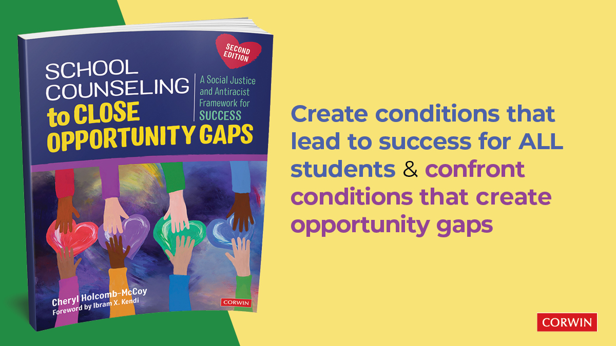 🎉Congrats to Cheryl Holcomb-McCoy on her UPDATED BESTSELLER, School Counseling to Close Opportunity Gaps, 2nd Edition! Stay tuned this week for more info & free resources...🎉 Get the book: ow.ly/vcAn50HGK0s #schoolcounseling #opportunitygaps @chm91364