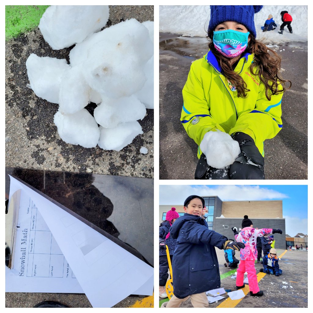 MrsHowards5s's tweet photo. You don't throw snow at school unless it's for a learning activity & the blacktop is empty & safe 😁We made snowballs, threw them, measured our distances & even found totals, means and modes! Math for the win! Oh what fun! #snowballmath @ddwhdsb @HDSBMath @HDSB_smhwb https://t.co/GI765JQkva