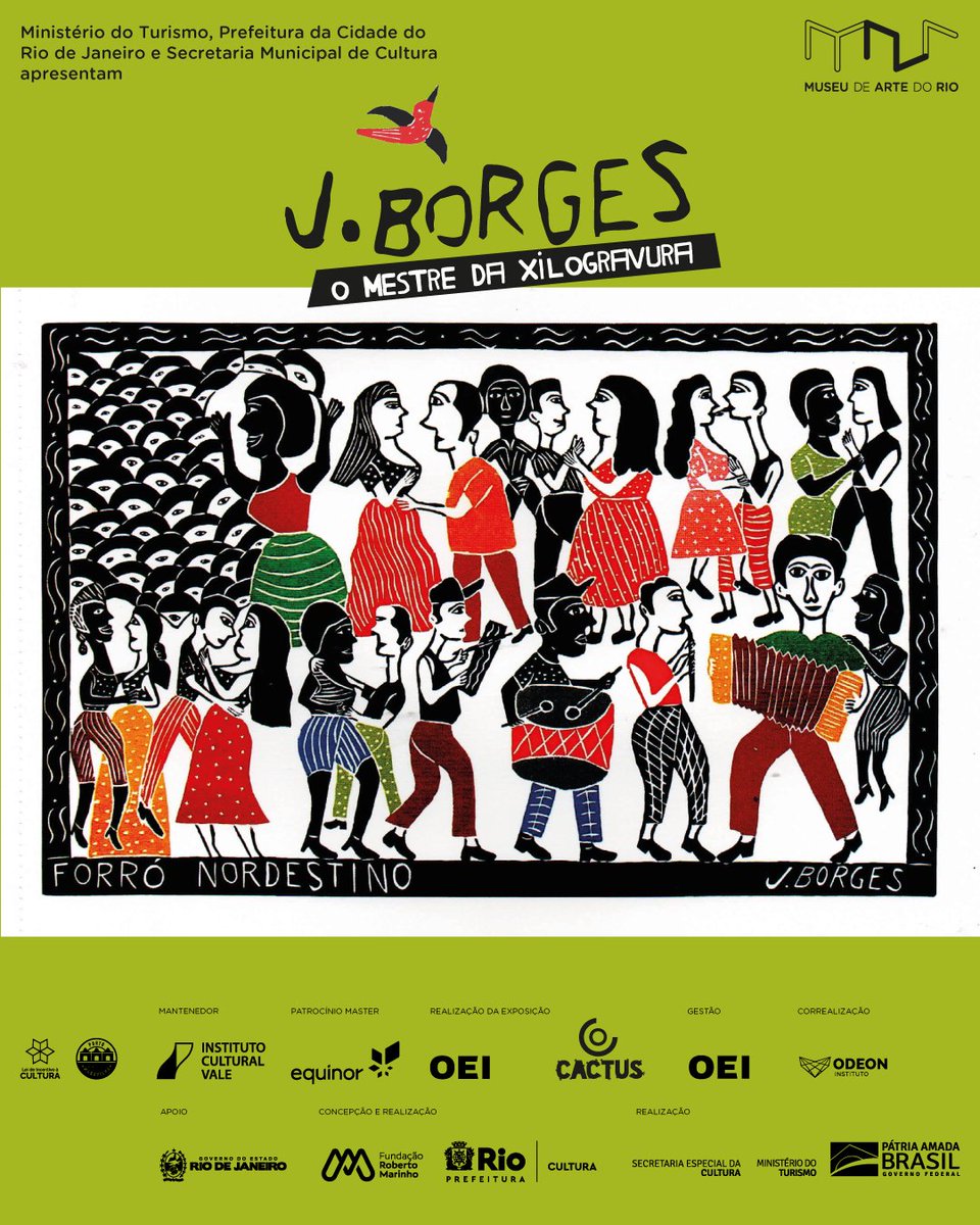 MuseuArteRio's tweet photo. Se você não viu até agora a exposição “J. Borges: O Mestre da Xilogravura”, você está comendo mosca, visse🤣!
A exposição fica no MAR até o final de fevereiro e tá arretada demais. 😉
Não perde tempo não! 🏃♀️🏃♂️
#MuseuDeArteDoRio #VemProMAR #JBorges #xilogravura #OEI #OEIBrasil https://t.co/eRB35YCmSM