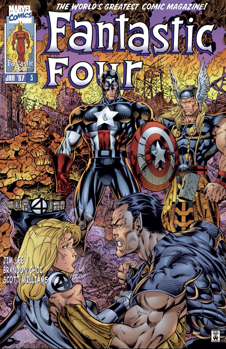 FANTASTIC FOUR #3 (1996): SHIELD, the FF, and Captain America & Thor of the Avengers are all working together to fend off Namor’s attack on the surface world; but is Namor the real threat here? https://t.co/X4zCQdusbT