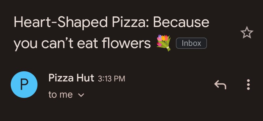 Professor_Scoob's tweet photo. So I got this email from @pizzahut. Who wants to be the one to tell them? https://t.co/Ah0SYlhvXz