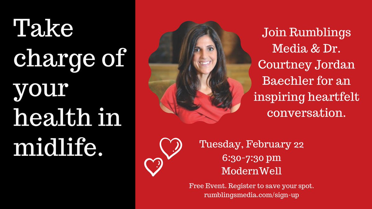 Rebecca Lindberg (@relindberg) on Twitter photo Take care of your health in #midlife. Join Rumblings Media for an inspiring conversation with Preventive Cardiologist, <a href="/courts_heart/">Courtney Jordan Baechler MD, MS</a> Feb. 22 <a href="/modernwellco/">ModernWell</a> #minneapolis #liveevent #mspevent #heartmonth #womenshealth bit.ly/3i5CZIs Take care of your health in #midlife. Join Rumblings Media for an inspiring conversation with Preventive Cardiologist, <a href="/courts_heart/">Courtney Jordan Baechler MD, MS</a> Feb. 22 <a href="/modernwellco/">ModernWell</a> #minneapolis #liveevent #mspevent #heartmonth #womenshealth bit.ly/3i5CZIs
