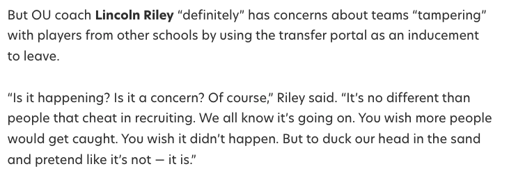 JoeBuettner's tweet photo. Quotes from Lincoln Riley one year apart https://t.co/r94Afdw4le