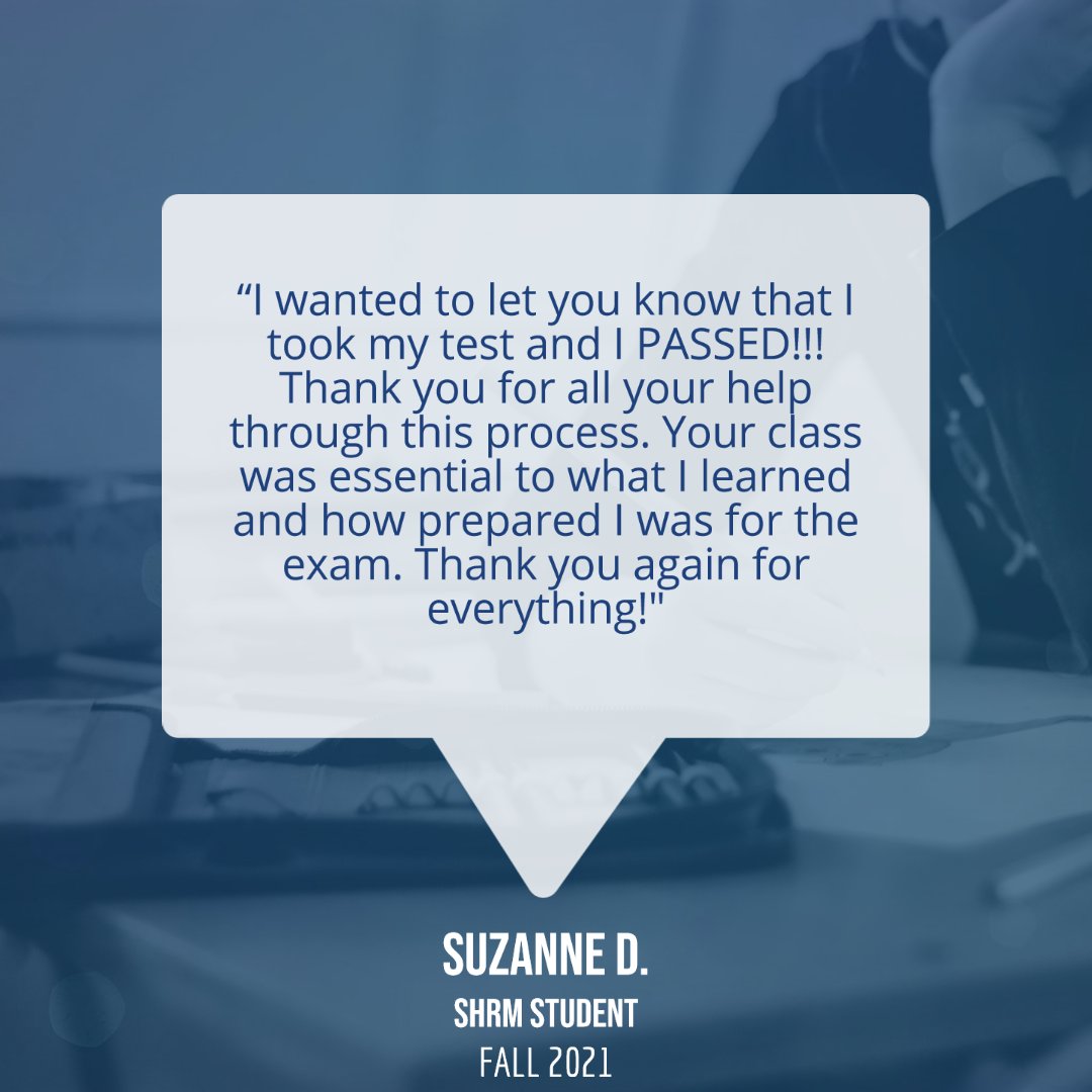 PSUBerksCE's tweet photo. We love feedback! A recent SHRM review student shared their experience with passing the SHRM-CP™ exam on their first attempt! The next prep course begins March 3rd via Zoom. Learn more &amp; register: https://t.co/1KpiNkx3Ut. 
#SHRM #SHRMCP #certified #readingpa https://t.co/2nnHcHUuI0