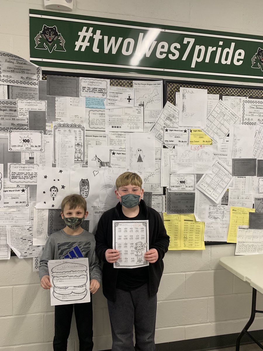 MrJsams's tweet photo. A whole lot of awesome coming from Ms. Shatto's room today! Kayla and Isaac crushed their math while Ryder, Leila, and Kira did amazing on their cheeseburger writing assignment! We are so proud of all of you! #twolves7pride #itsagreatdaytobeatimberwolf https://t.co/VNXoBIgZY3