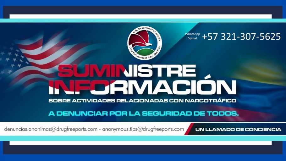 Suministre información sobre actividades relacionadas con narcotráfico 
WhatsApp:  +57 321 -307-5625 
Email:  denuncias.anonimas@drugfreeports.com 

<a href="/ELTIEMPO/">EL TIEMPO</a> <a href="/ElUniversalCtg/">El Universal</a> <a href="/ElUniversal/">El Universal</a> <a href="/elheraldoco/">EL HERALDO</a> <a href="/NoticiasCaracol/">Noticias Caracol</a> <a href="/CaracolTV/">Caracol Televisión</a> <a href="/NCBogota/">Noticias Caracol Bogotá</a> <a href="/NCAntioquia/">Noticias Caracol Antioquia</a> @NCValle <a href="/NoticiasRCN/">Noticias RCN</a>