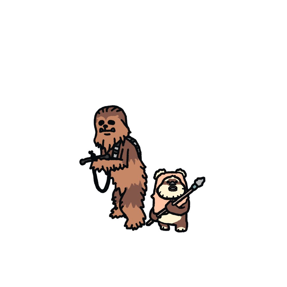 Nelly チューバッカ イウォーク 共闘 チューイ Ewok Chewbacca スターウォーズ Starwars スターウォーズイラスト スターウォーズ好きな人と繋がりたい イラスト ゆるいイラスト 映画 映画好きな人と繋がりたい 洋画 洋画好きな人と繋がり