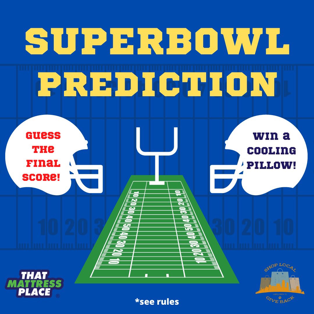 ThatMattressCC's tweet photo. Who wants to win??
All votes must be in before kickoff. And submitted via our Facebook page. #thatmattressplacecc #boxdropcc #SuperBowl2022 https://t.co/Zgp0x7qHVC