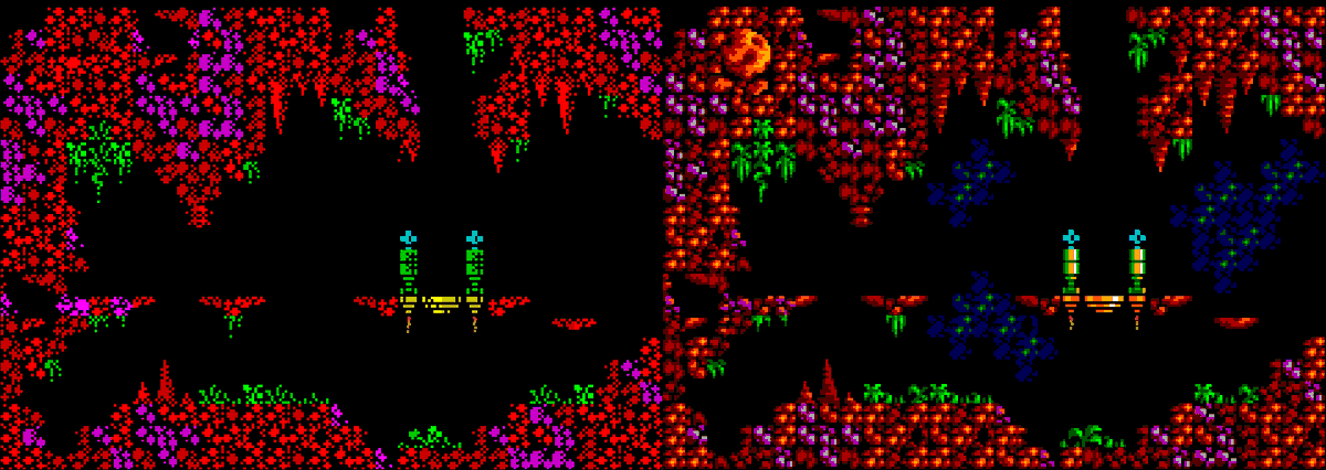 chucklepie's tweet photo. Meet the new (draft) gfx for Rex remake, by the talented Adam (@helpcomputer0). Sympathetic but making use of no colour clash :)

I'd like to provide both with a toggle button but dunno if the Godot engine can easily do this...

#gamedev #madewithgodot #ZXSpectrum #RETROGAMING https://t.co/BFrrWLo24b