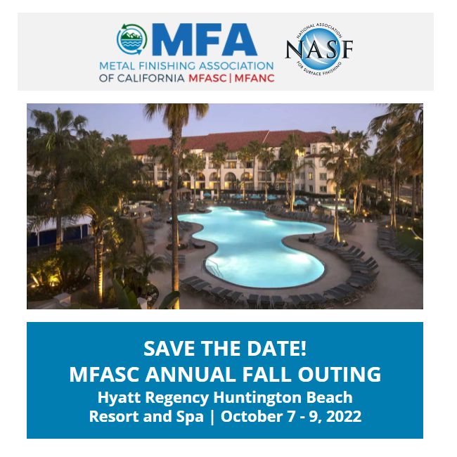 MFASC_MFANC's tweet photo. Mark your calendars for the Metal Finishers of California 2022 Annual Fall Outing from October 7th to 9th, 2022. We look forward to seeing you there! More details coming soon.

#mfaca #mfasc #fallouting #event https://t.co/3FKK5jytvr