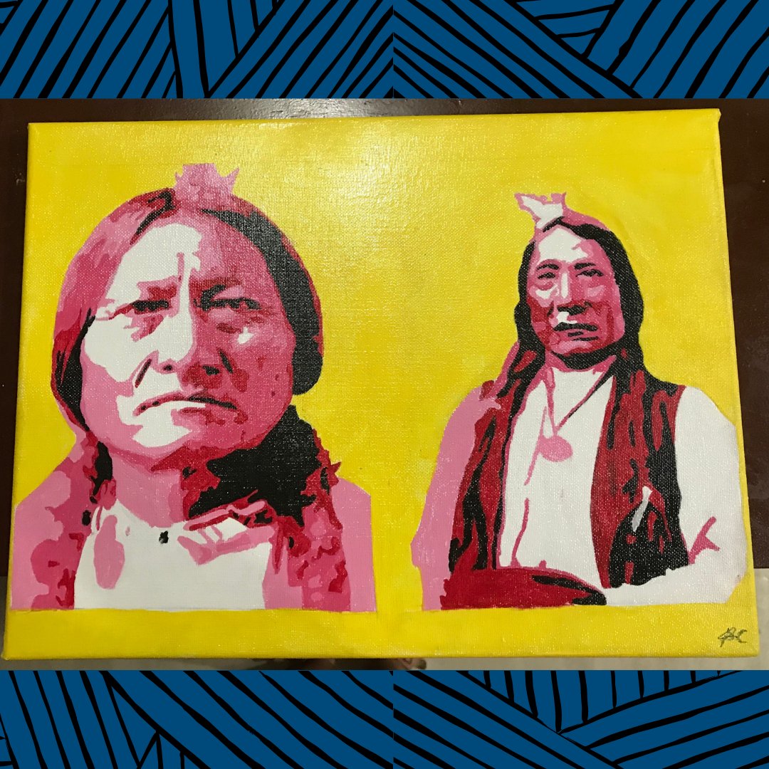 Center4Native's tweet image. This Creative Native spotlight features Jaida Cooper of Crow Tribe Agency’s painting featuring Chief Sitting Bull and Chief Red Cloud from the 2021 Call for Art! Jaida shared that “their resilience and willingness to fight inspires me to do the same.” 

#CreativeNative