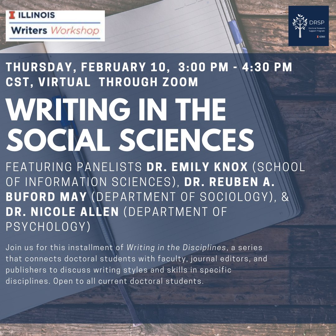 Attention PhD students! The @WorkshopIL &amp; <a href="/UiucProgram/">UIUC Doctoral Research Support Program</a> are hosting a virtual panel featuring <a href="/NicoleEAllen4/">Nicole E Allen</a> 

THIS Thursday starting at 3p.

Register HERE 🔽🔽🔽🔽

tinyurl.com/39cdf6cv