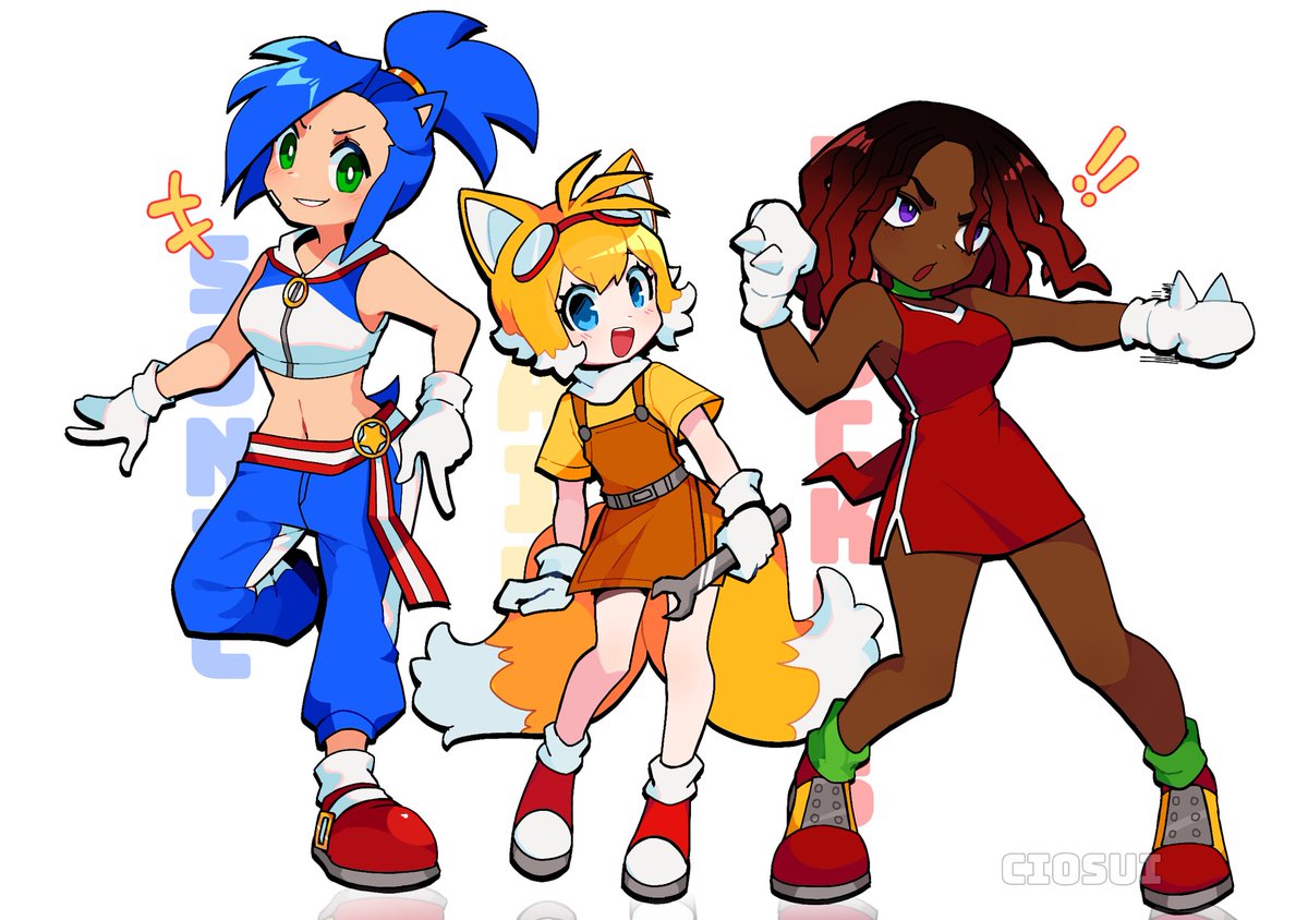 ciosuii's tweet image. (Fanart) *draws your team sonic as human women*