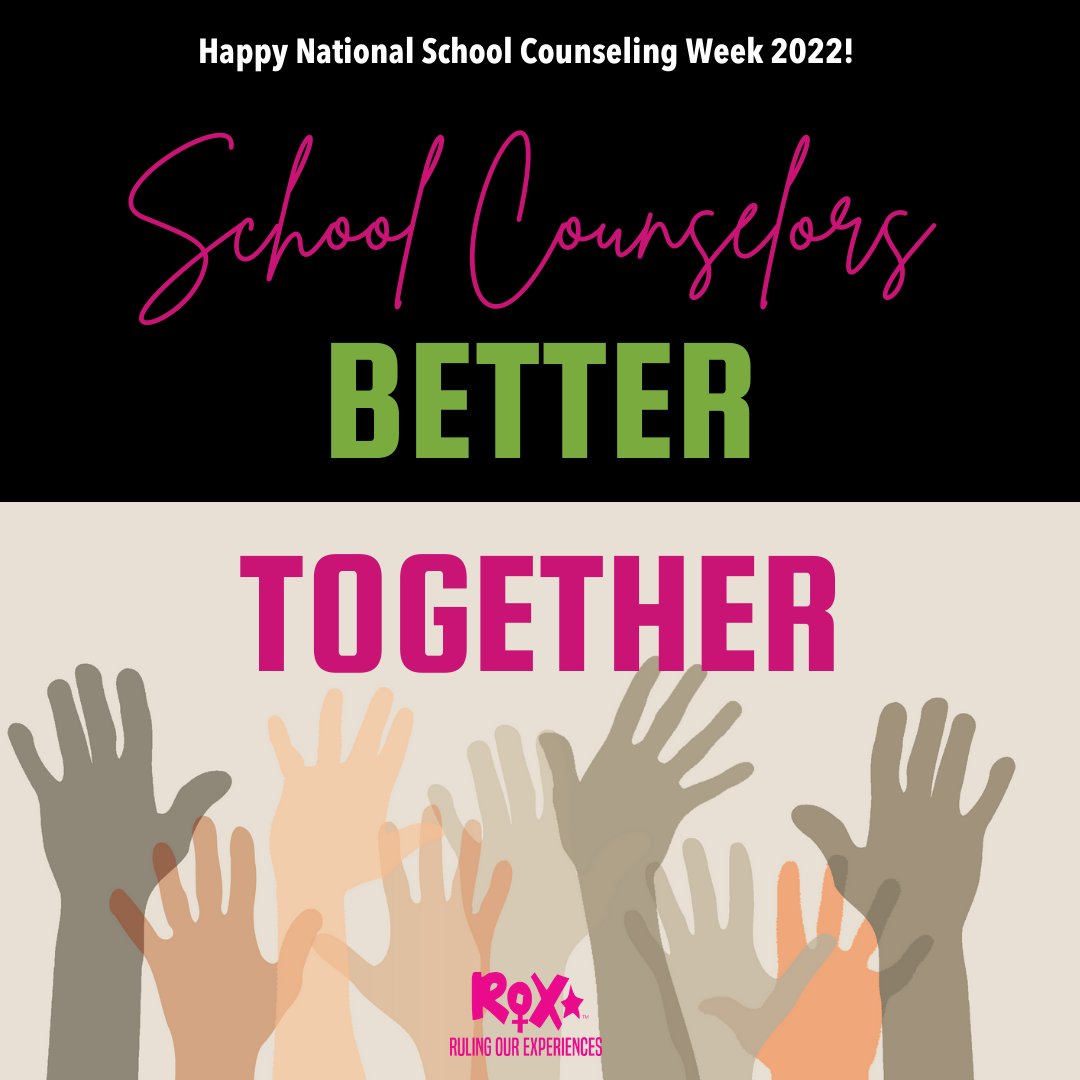 🎉 Happy National School Counseling Week to all #schoolcounselors out there! At ROX, about 50% of our facilitators are licensed school counselors, and we know the huge impact that school counselors make in the lives of children and families. 📊

#NSCW22 #NSCW #schoolcounselor