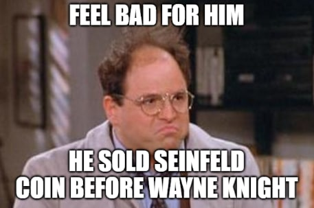 NewmanToken's tweet photo. Ooof, poor guy. He didn't even wait for the @BookCameo from @iWayneKnight we got coming. 

#Crypto #cryptocurrency #CryptoNews #SeinfeldExes #Binance https://t.co/nxflcfxTm1
