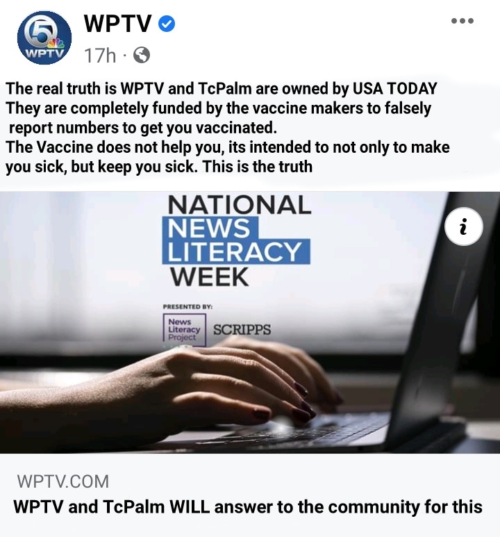 sweetrelease772's tweet photo. @TCPalm is owned by USA TODAY...Every Covid "story" is a paid advertisment that is not based on actual community data or facts...The vaccine makers pay this news source to falsely report numbers to scare you into vaccination..Their sponsors are public information. https://t.co/3114DVPu00